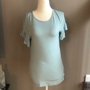 LOFT Light Blue Ruffle Sleeve Tee